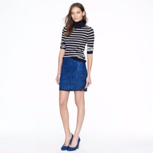 J Crew blue tweed postage Y2K kidcore miniskirt - Picture 2 of 5